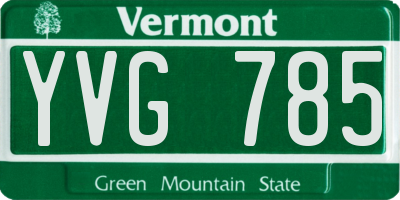 VT license plate YVG785