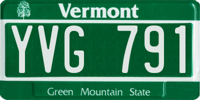 VT license plate YVG791