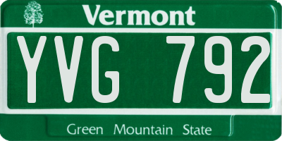 VT license plate YVG792