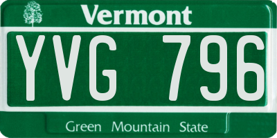 VT license plate YVG796