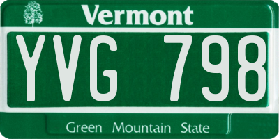 VT license plate YVG798
