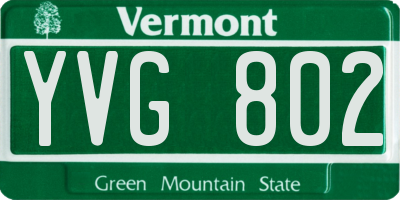 VT license plate YVG802