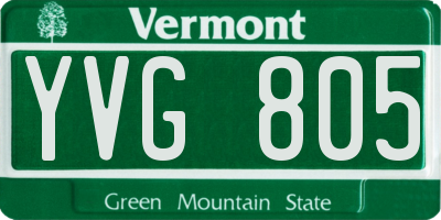 VT license plate YVG805