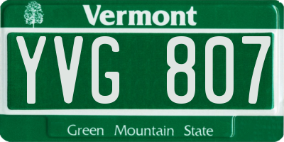VT license plate YVG807