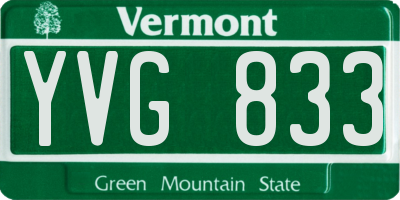 VT license plate YVG833