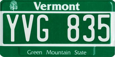 VT license plate YVG835