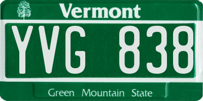 VT license plate YVG838