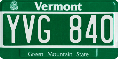 VT license plate YVG840