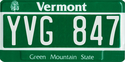 VT license plate YVG847
