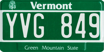 VT license plate YVG849