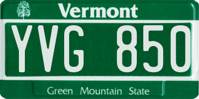 VT license plate YVG850