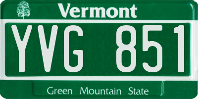 VT license plate YVG851