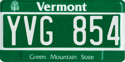 VT license plate YVG854