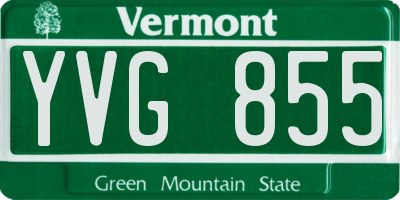 VT license plate YVG855