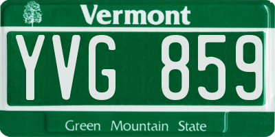 VT license plate YVG859