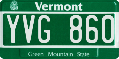 VT license plate YVG860