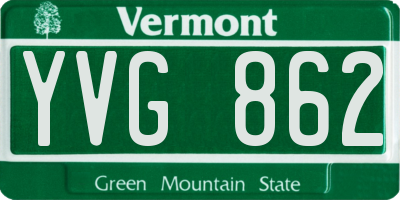 VT license plate YVG862