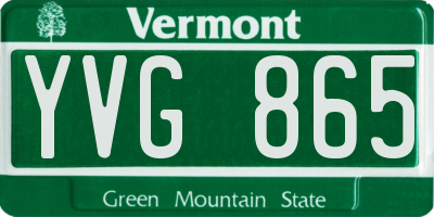 VT license plate YVG865