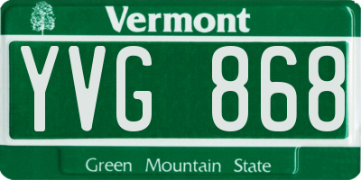 VT license plate YVG868