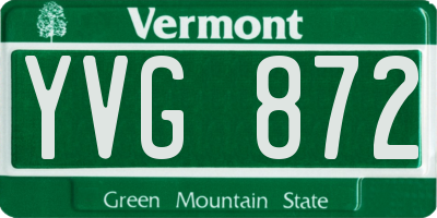 VT license plate YVG872