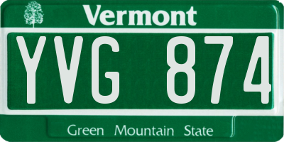 VT license plate YVG874