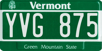 VT license plate YVG875