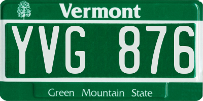 VT license plate YVG876