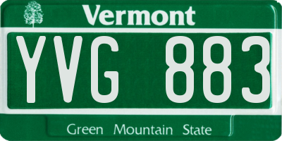 VT license plate YVG883