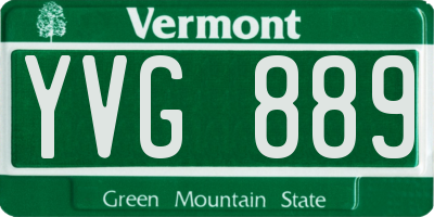 VT license plate YVG889