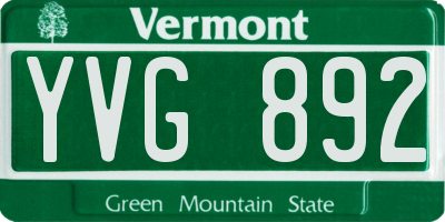 VT license plate YVG892