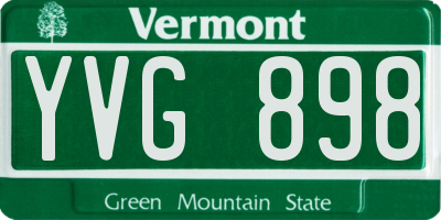 VT license plate YVG898