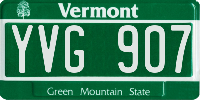 VT license plate YVG907