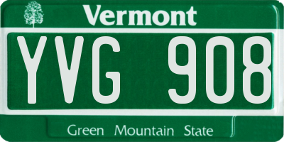 VT license plate YVG908