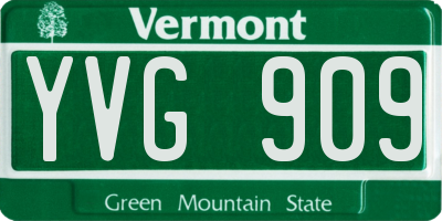VT license plate YVG909