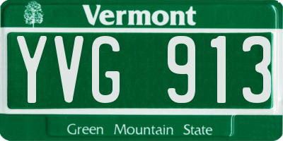 VT license plate YVG913