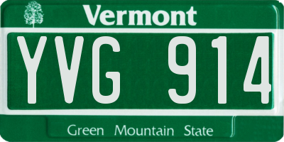 VT license plate YVG914