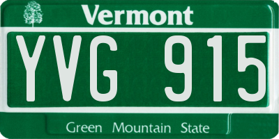VT license plate YVG915