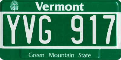 VT license plate YVG917