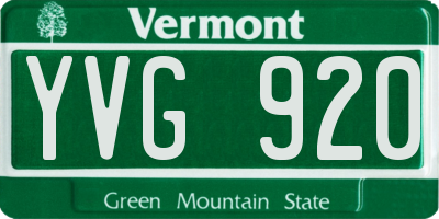 VT license plate YVG920