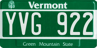 VT license plate YVG922
