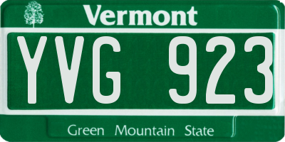 VT license plate YVG923