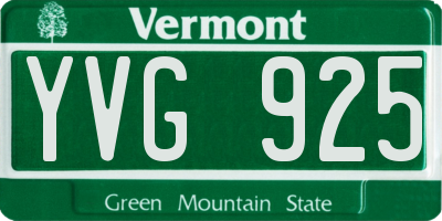 VT license plate YVG925