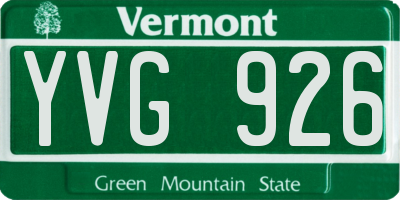 VT license plate YVG926