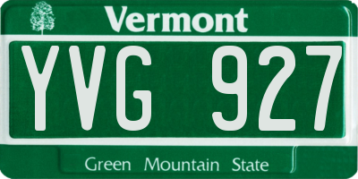 VT license plate YVG927