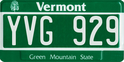 VT license plate YVG929