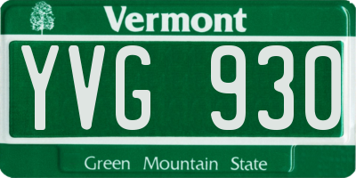 VT license plate YVG930