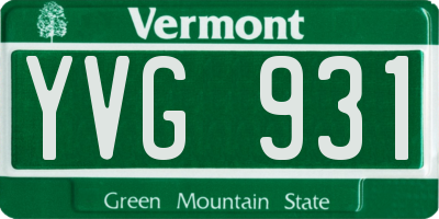 VT license plate YVG931