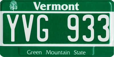 VT license plate YVG933