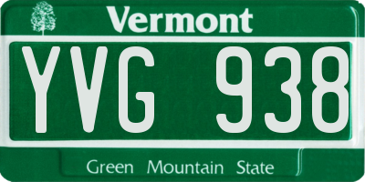 VT license plate YVG938