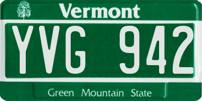 VT license plate YVG942